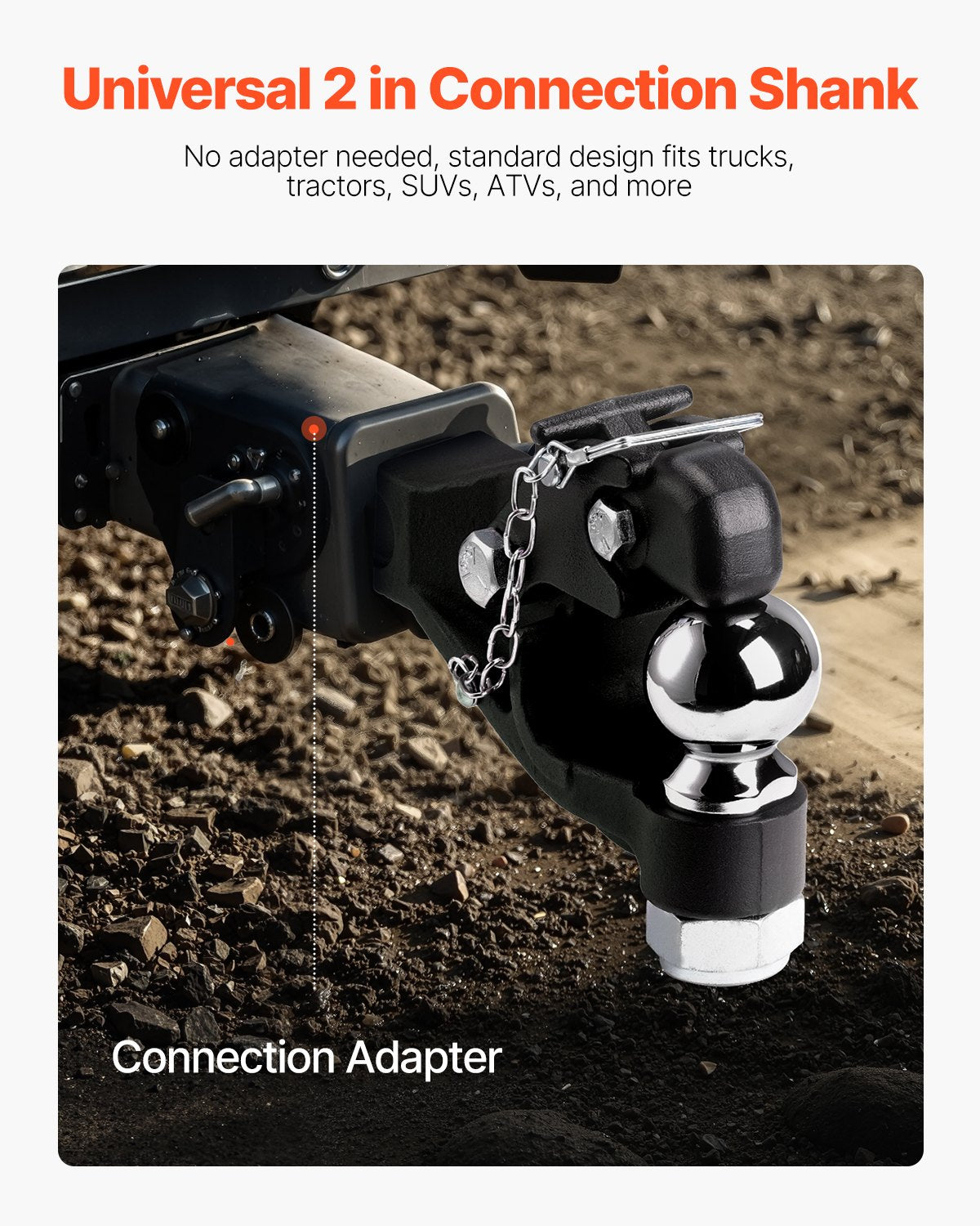 Pintle Hitch 2" mottagarekrok för 2,5 till 3-tums Lunette Ring 20000 lbs