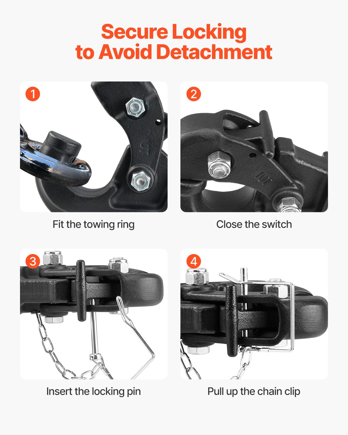 Pintle Hitch 2 tum Mottagarkrok 2,5-3 tum Lunette Ring 20000 lbs