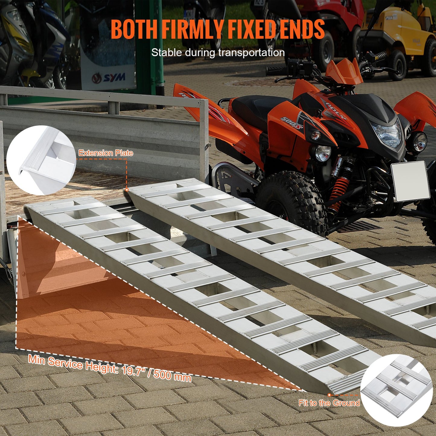 72" x 15" Aluminum Ramps 6000 LBS Capacity Cargo Ramps 2PCS
