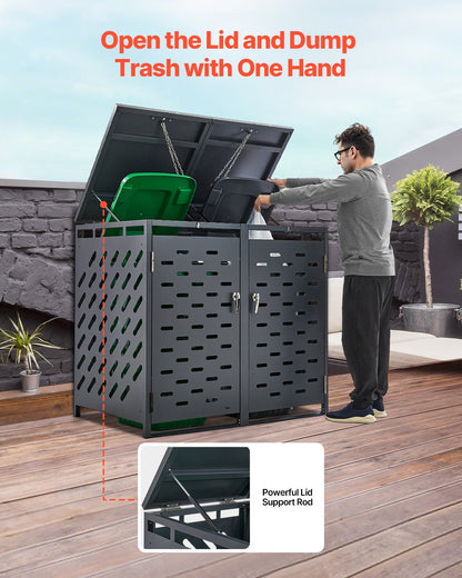 Trash Can Storage Trash Can Storage Shed 2 x 52.79 gal with chain lid