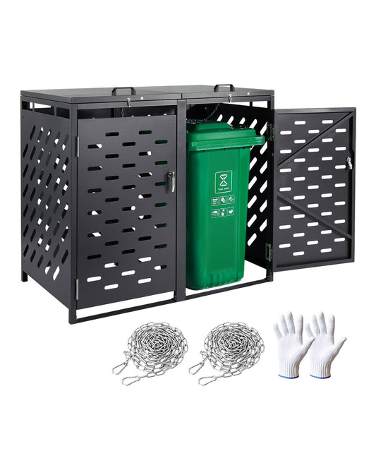 Trash Can Storage Trash Can Storage Shed 2 x 52.79 gal with chain lid