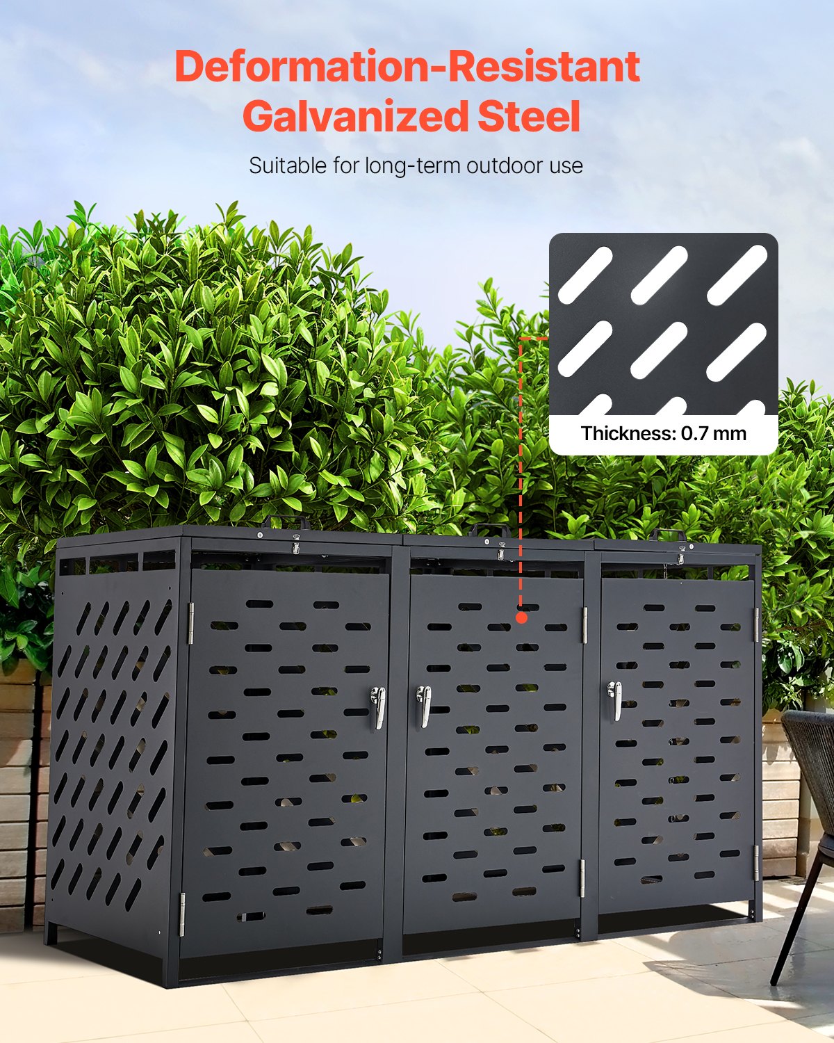 Trash can storage trash can storage shed 3 x 52.79 gal with chain lid