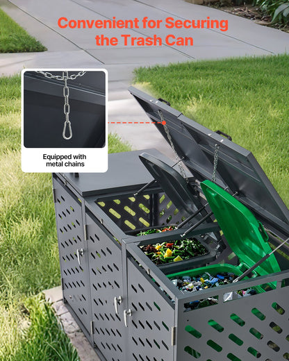 Trash can storage trash can storage shed 3 x 52.79 gal with chain lid