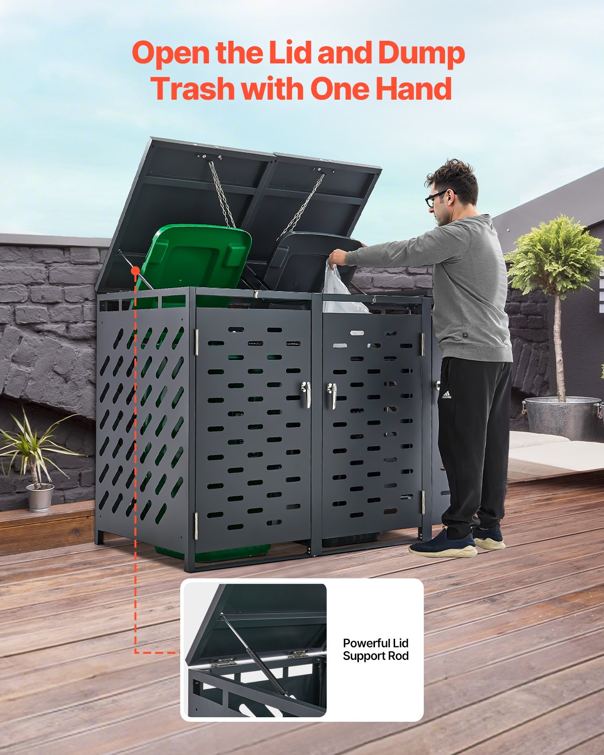 Trash can storage trash can storage shed 3 x 52.79 gal with chain lid