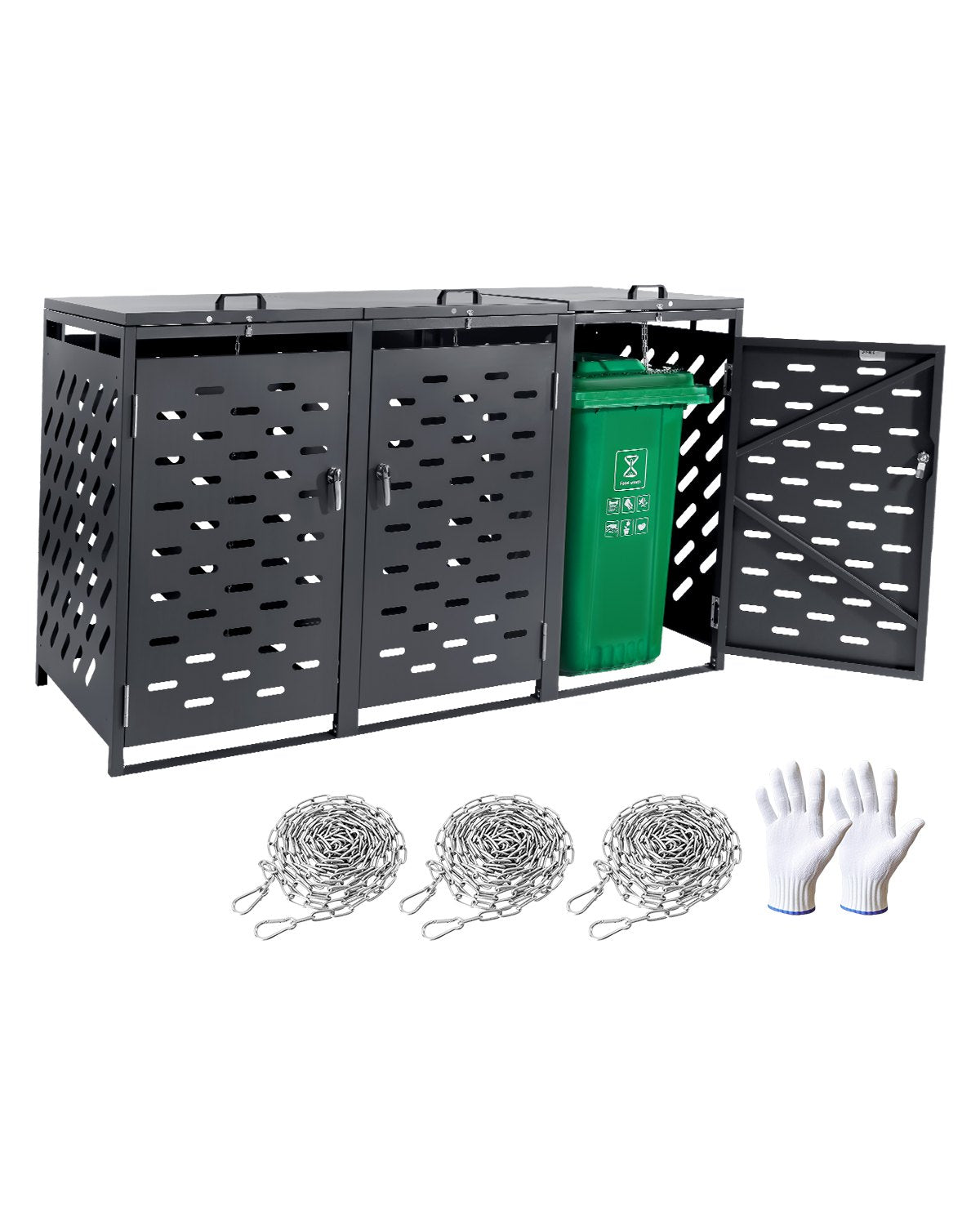 Trash can storage trash can storage shed 3 x 52.79 gal with chain lid