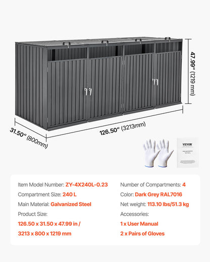 Soptunna förvaring soptunna förvaring 4 x 52,79 gal för soptunnor