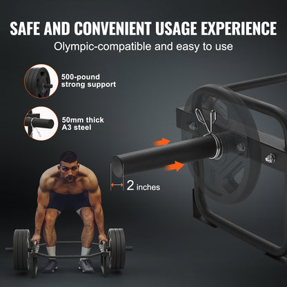 Trap Bar, 500 LBS Hex Barbell Trap Bar, 55.7" Squat Deadlift Barbell, 50 mm Diameter Weightlifting Strength Training Back Bar with Handles, Home Gym for Squats, Deadlifts, Shrugs