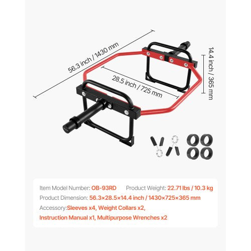 Trap Bar Hex Bar, 50 mm sexkantsstång, 240 kg kapacitet för axelremsstänger, tyngdlyftnings- och styrketräningsutrustning, hemmagym för knäböj, marklyft, axelpress, röd |  EU