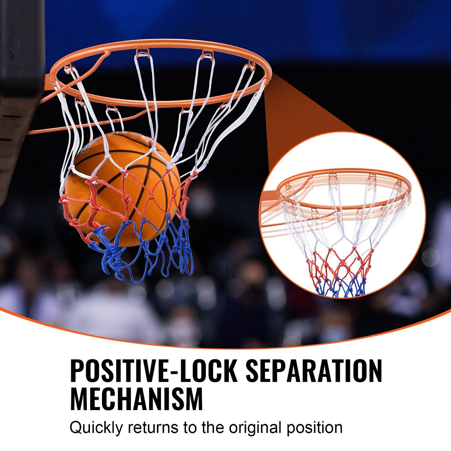 Basketball Rim, Wall Door Mounted Basketball Hoop, Heavy Duty Q235 Basket Flex Rim Goal Replacement with Net, Standard 18" Hanging Basketball Hoop for Both Indoor and Outdoor for Kids Adults