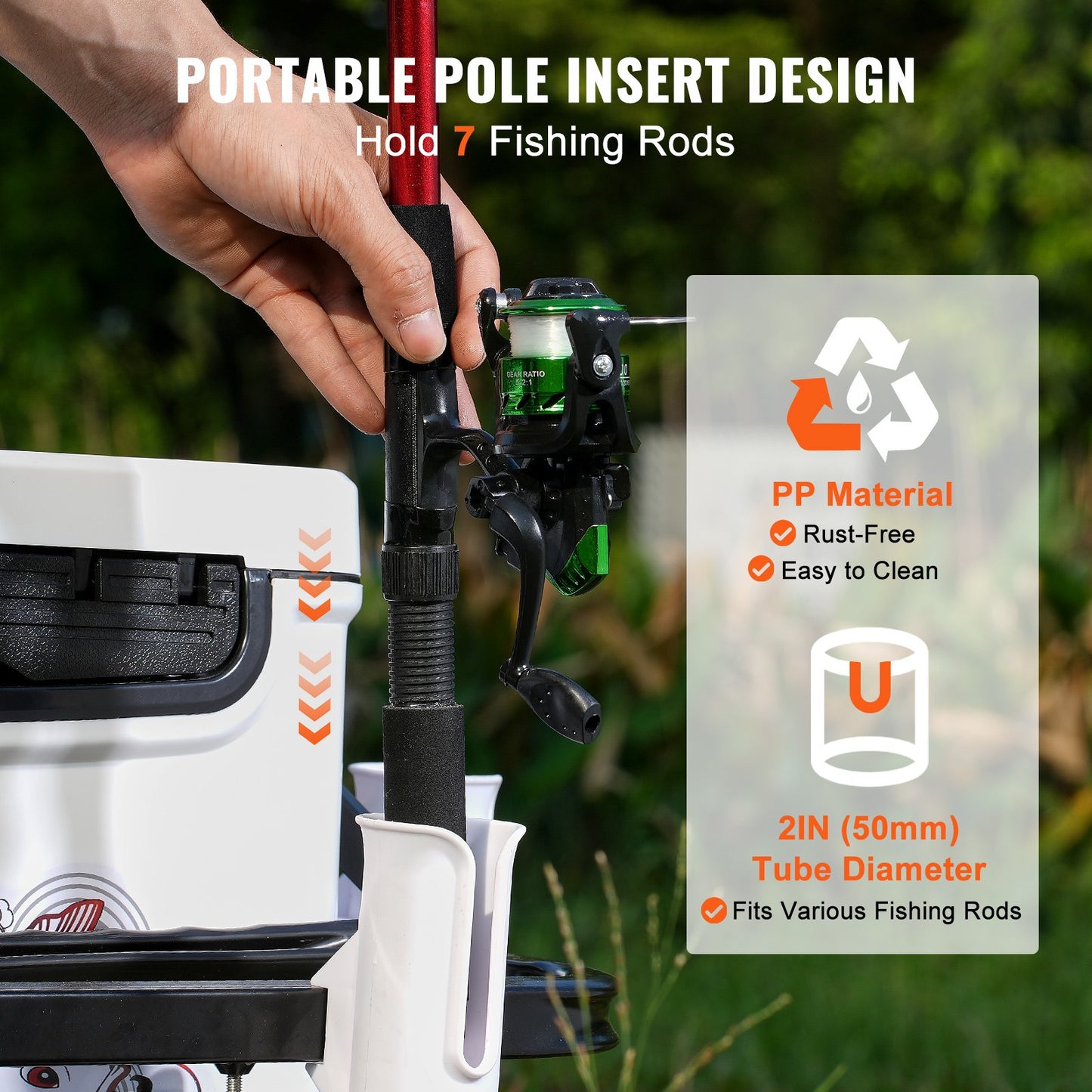 Beach Fishing Cart, 200 lbs Load Capacity, Fish and Marine Cart with Two 11" Large Wheels Rubber Balloon Tires for Sand, Heavy Duty Steel Pier Cart Carts with 7 Rod Holders for Fishing, Picnic