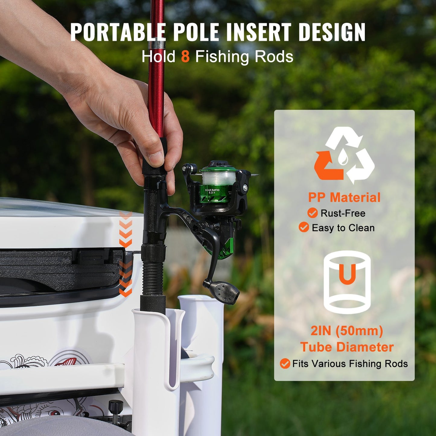 Strand-Angelwagen, 136 kg Tragkraft, Angel- und Bootswagen mit zwei 33 cm großen Rädern und PU-Ballonreifen für Sand, robuster Aluminium-Dockwagen mit 8 Rutenhaltern zum Angeln und Picknicken