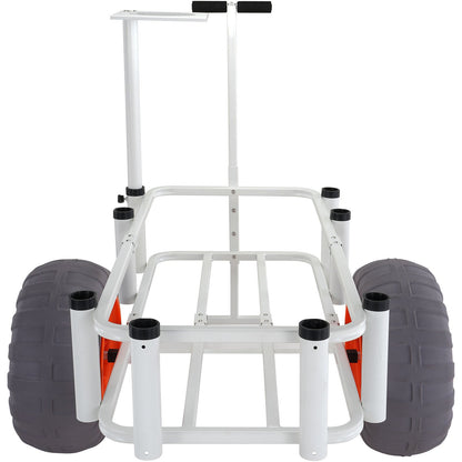 Beach Fishing Cart, 350 lbs Load Capacity, Fishing and Marine Cart with Two 16" Large Wheels PU Balloon Tires for Sand, Heavy Duty Aluminum Dockside Carts with 8 Rod Holders for Fishing, Picnic
