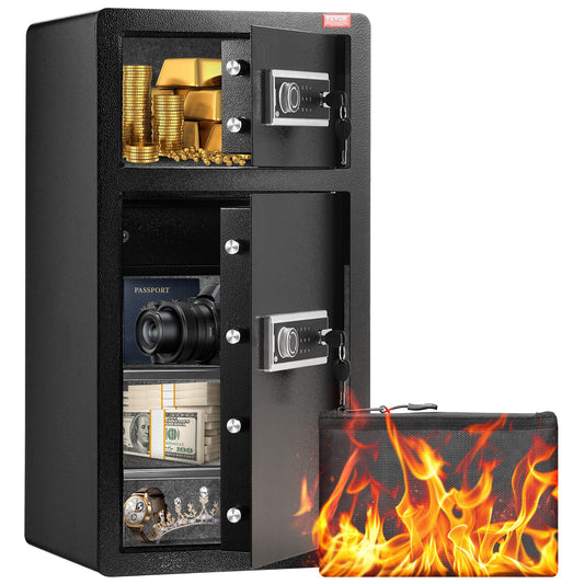Double Door 5.5 cu.ft Safe with Key Lock Password Cabinet Black