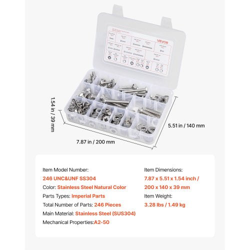 246 pieces mixed steel bolts and nuts for furniture