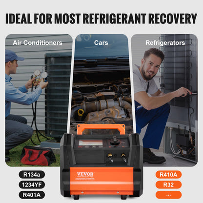 Refrigerant Recovery Machine 1 HP Dual Cylinder Brushless Portable AC