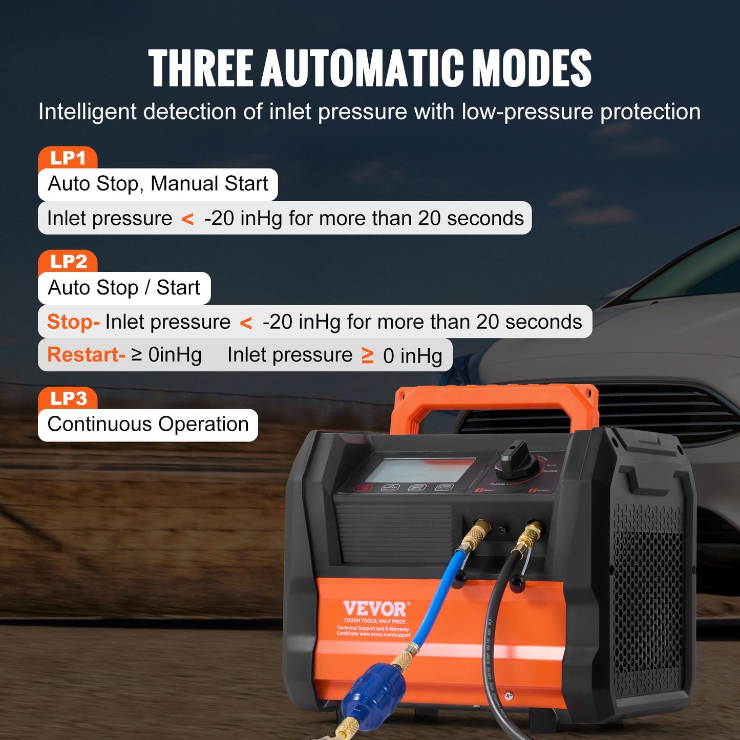 Refrigerant Recovery Machine 1 HP Dual Cylinder Brushless Portable AC