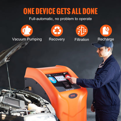 Fully Automatic Refrigerant Recovery Machine - Double Cylinder AC Recovery Machine Kit Built-in Compressor/Electronic Scale/Filter/Recovery Tank, HVAC Recovery Machine Only for R134A+R1234YF