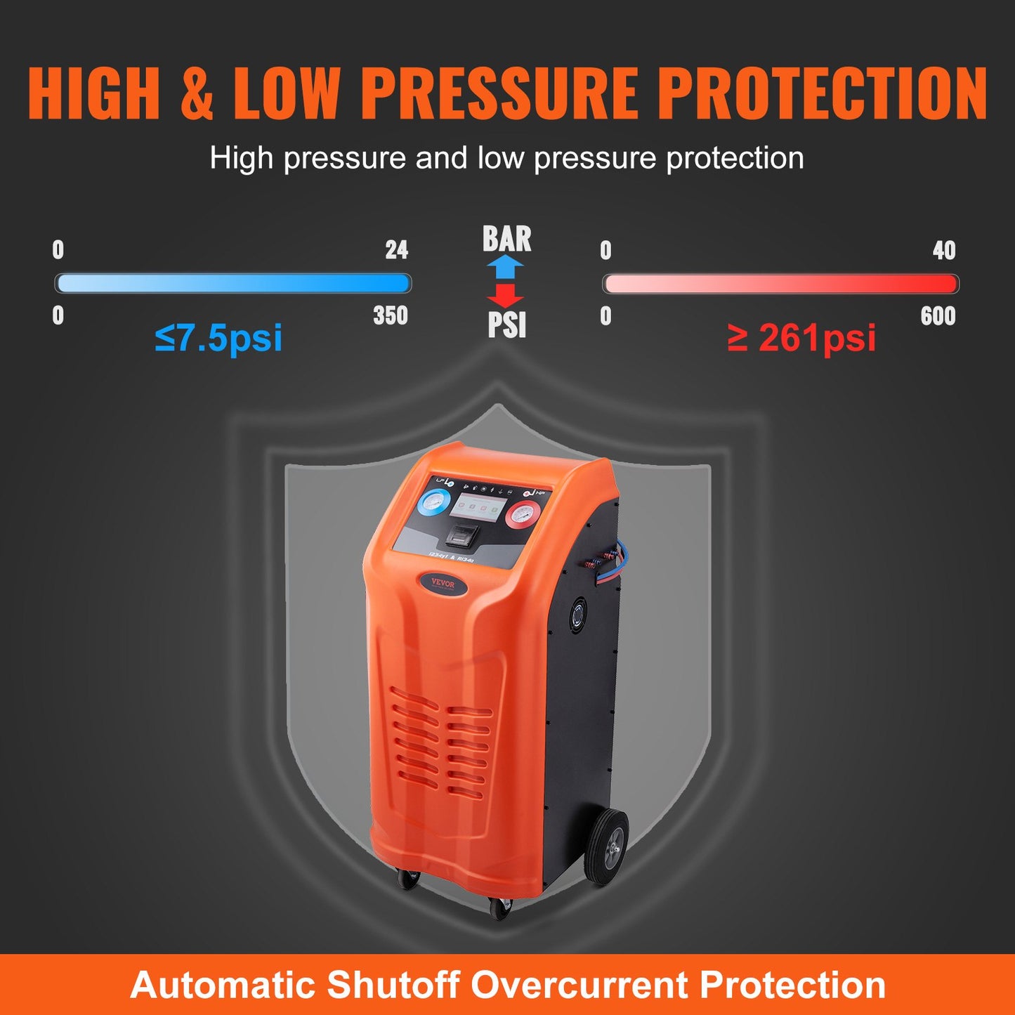 Fully Automatic Refrigerant Recovery Machine - Double Cylinder AC Recovery Machine Kit Built-in Compressor/Electronic Scale/Filter/Recovery Tank, HVAC Recovery Machine Only for R134A+R1234YF