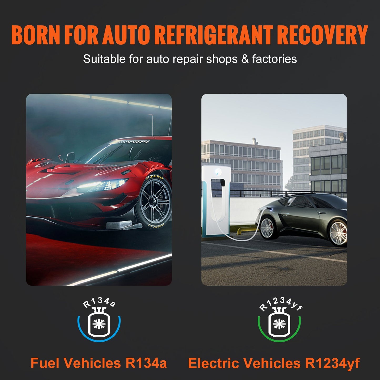 Fully Automatic Refrigerant Recovery Machine - Double Cylinder AC Recovery Machine Kit Built-in Compressor/Electronic Scale/Filter/Recovery Tank, HVAC Recovery Machine Only for R134A+R1234YF