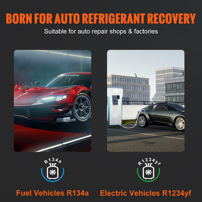Fully Automatic Refrigerant Recovery Machine - Double Cylinder AC Recovery Machine Kit Built-in Compressor/Electronic Scale/Filter/Recovery Tank, HVAC Recovery Machine Only for R134A+R1234YF