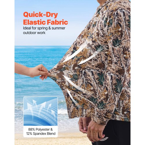 Camo Hoodie, Storlek 3X Stor, Herrtröja med Huva, Fukttransporterande och Andningsbar, Snabbtorkande, Vandringskjorta med Fiske och Huva, Långärmade Jaktskjortor för Vår- och Sommararbete Utomhus |  EU