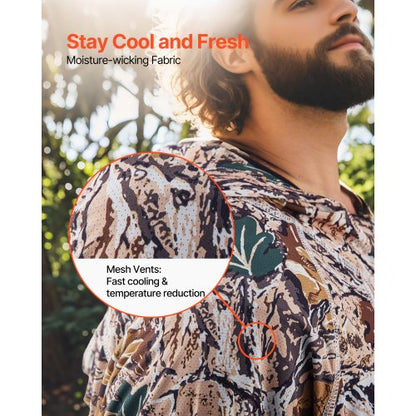 Camo Hoodie, Storlek XX-Large, Herrtröja med huva, Fukttransporterande och Andningsbar, Snabbtorkande, Vandringskjorta med Fiske och Huva, Långärmade Jaktskjortor för Vår- och Sommararbete Utomhus |  EU