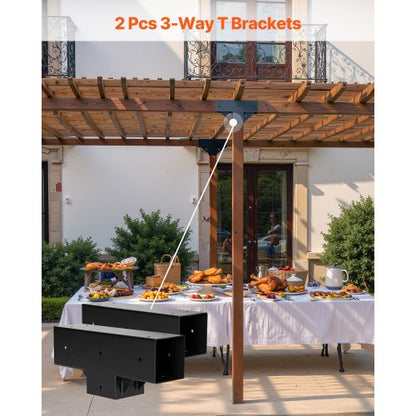 4x4 Inch Pergola Bracket Kit Internal 3.5x3.5 3 Way Woodworking Post DIY 2 Pcs | EU