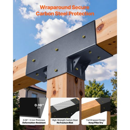 4x4 Inch Pergola Bracket Kit Internal 3.5x3.5 3 Way Woodworking Post DIY 2 Pcs | EU