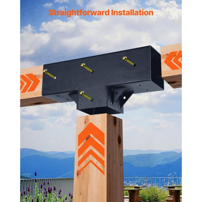 4x4 Inch Pergola Bracket Kit Internal 3.5x3.5 3 Way Woodworking Post DIY 2 Pcs | EU