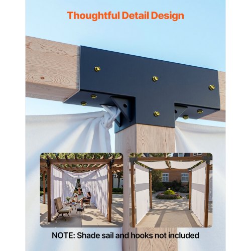 4x4 Inch Pergola Bracket Kit Internal 3.5x3.5 3 Way Woodworking Post DIY 4 Pcs | EU