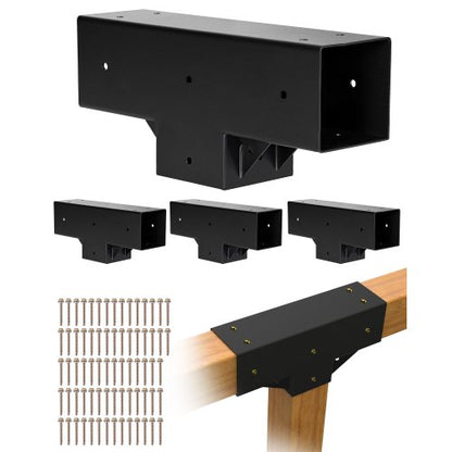 4x4 Inch Pergola Bracket Kit Internal 3.5x3.5 3 Way Woodworking Post DIY 4 Pcs | EU