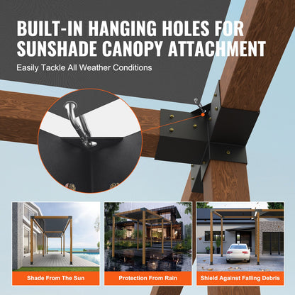 Pergola Bracket Kit 4''x4'', inre storlek 3,6"x3,6 2st 4-vägs kraftigt hörnfäste Woodworks DIY stolpbassats, enkel installation av träbjälkar för lusthus, uteplatspergolor, timmerstuga utomhuspergola hårdvara