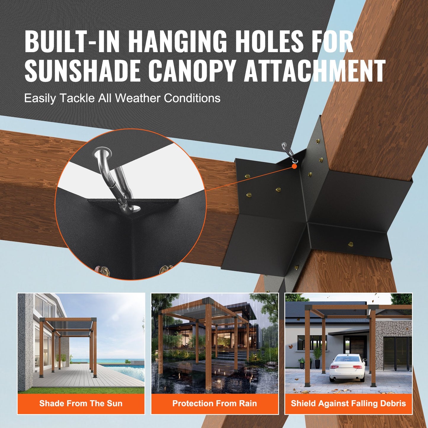 Pergola Bracket Kit 6''x6'', Inner Size 5.6"x5.6 2pcs 4-Way Heavy Duty Corner Bracket Woodworks DIY Post Base Kit, Easy Installation Wood Beams for Gazebos, Patio Pergolas, Log Cabin Outdoor Pergola