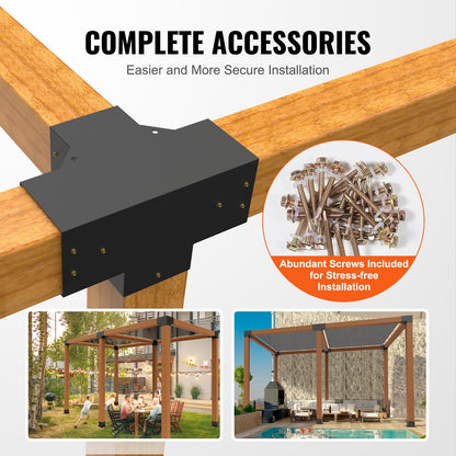 Pergola Bracket Kit 6''x6'', Inner Size 5.6"x5.6 2pcs 4-Way Heavy Duty Corner Bracket Woodworks DIY Post Base Kit, Easy Installation Wood Beams for Gazebos, Patio Pergolas, Log Cabin Outdoor Pergola