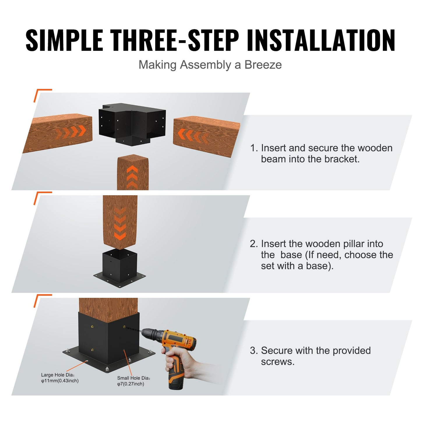 Pergola Bracket Kit 6''x6'', Inner Size 5.6"x5.6 2pcs 4-Way Heavy Duty Corner Bracket Woodworks DIY Post Base Kit, Easy Installation Wood Beams for Gazebos, Patio Pergolas, Log Cabin Outdoor Pergola