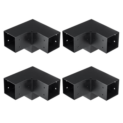 Pergola Bracket Kit 4''x4'', Innerstorlek 3,6"x3,6 4st 3-vägs Heavy Duty Hörnfäste Woodworks DIY Stolp Base Kit, Enkel installation Träbalkar för lusthus, Pergola för uteplats, timmerstuga Utomhuspergola hårdvara