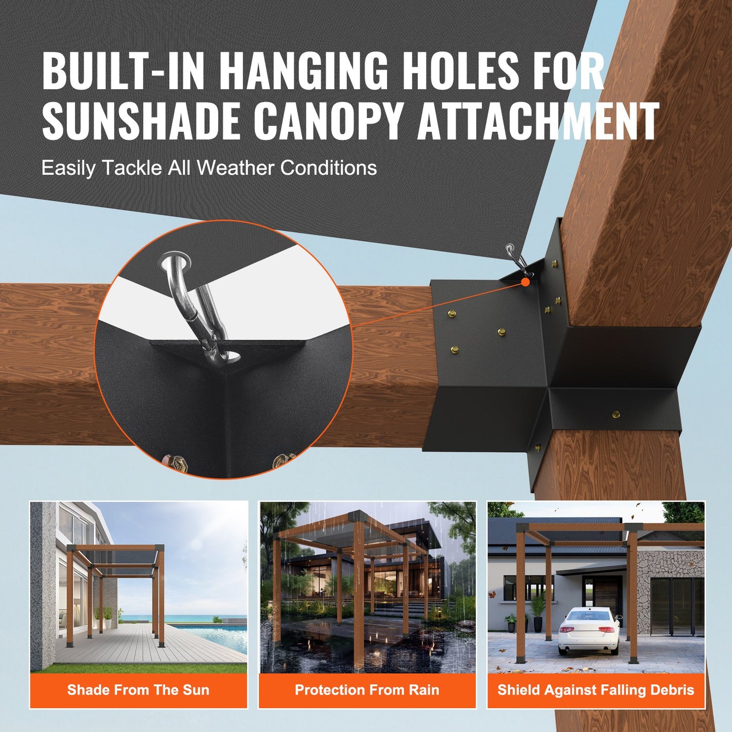 Pergola Bracket Kit 6''x6'', Inner Size 5.6"x5.6 4pcs 3-Way Heavy Duty Corner Bracket Woodworks DIY Post Base Kit, Easy Installation Wood Beams for Gazebo, Pergola for Patio, Log Cabin Outdoor Pergola Hardware
