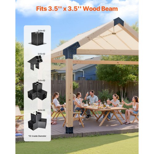 4x4 Inch Pergola Bracket Kit Inner 3.5x3.5 3 and 4 Way Brackets for Pavilion | EU