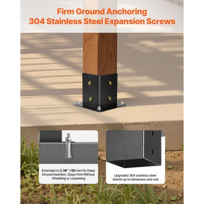 4x4 Inch Pergola Bracket Interior 3.5x3.5 3-Way Slanted Brackets with Bases | EU