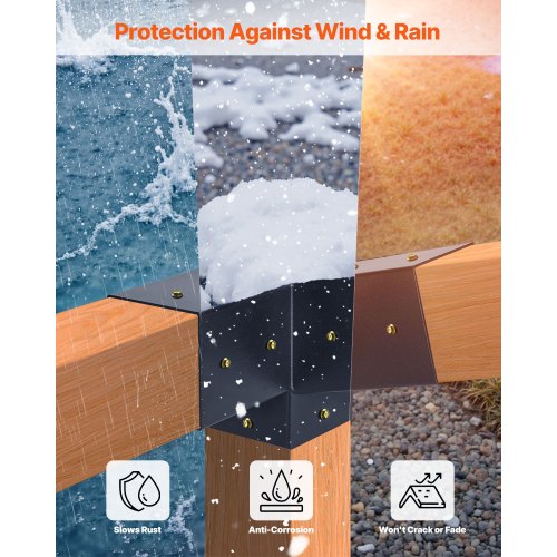 4x4 Inch Pergola Bracket Interior 3.5x3.5 3-Way Slanted Brackets with Bases | EU