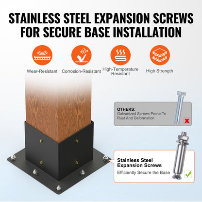 Pergola Bracket Kit 6''x6'',, Innerstorlek 5,6"x5,6 4st 4-vägs Heavy Duty Hörnfäste Woodworks DIY stolpbas, enkel installation träbjälkar för lusthus, uteplatspergolor, timmerstuga utomhuspergola hårdvara