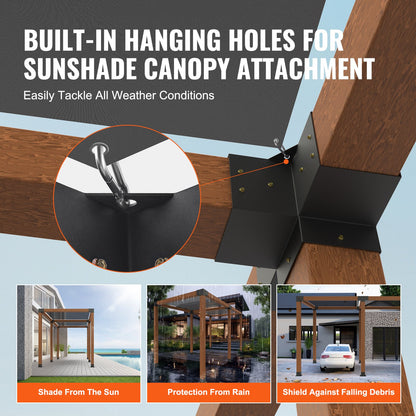 Pergola Bracket Kit 6''x6'',, Innerstorlek 5,6"x5,6 4st 4-vägs Heavy Duty Hörnfäste Woodworks DIY stolpbas, enkel installation träbjälkar för lusthus, uteplatspergolor, timmerstuga utomhuspergola hårdvara