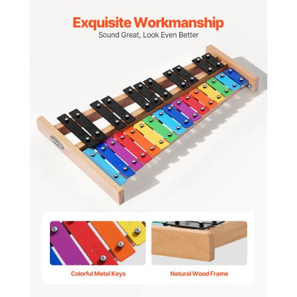 Klockspel Xylofon, 27 toner, Professionellt Xylofon-slagverksinstrument, Med Färgglada Metalltangenter, Inkluderar 4 Hammaror, Bärväska, Nybörjarkit med Musikinstrument för Vuxna och Barn |  EU
