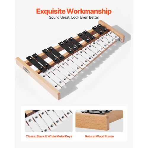Klockspel Xylofon, 27 Noter, Professionellt Xylofon Slagverksinstrument, Med Metalltangenter, Inkluderar 4 Hammaror, Bärväska, Nybörjarinstrument För Vuxna Och Barn Musikundervisning |  EU
