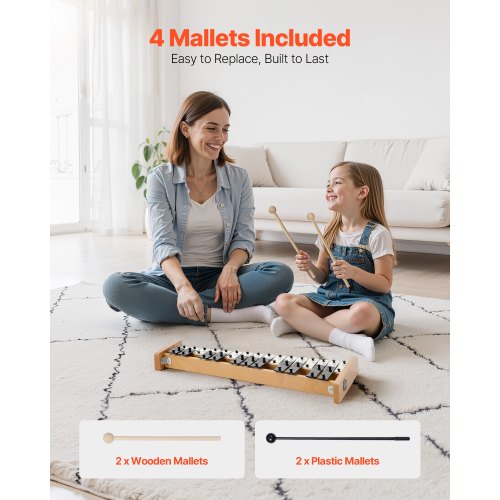 Klockspel Xylofon, 27 Noter, Professionellt Xylofon Slagverksinstrument, Med Metalltangenter, Inkluderar 4 Hammaror, Bärväska, Nybörjarinstrument För Vuxna Och Barn Musikundervisning |  EU