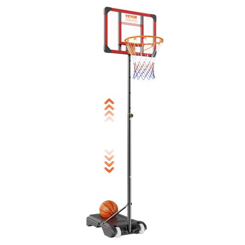 Basketball Hoop, 5-7 ft Adjustable Height Portable Backboard System, 28 inch Basketball Hoop & Goal, Kids & Adults Basketball Set with Wheels, Stand, and Fillable Base, for Outdoor/Indoor