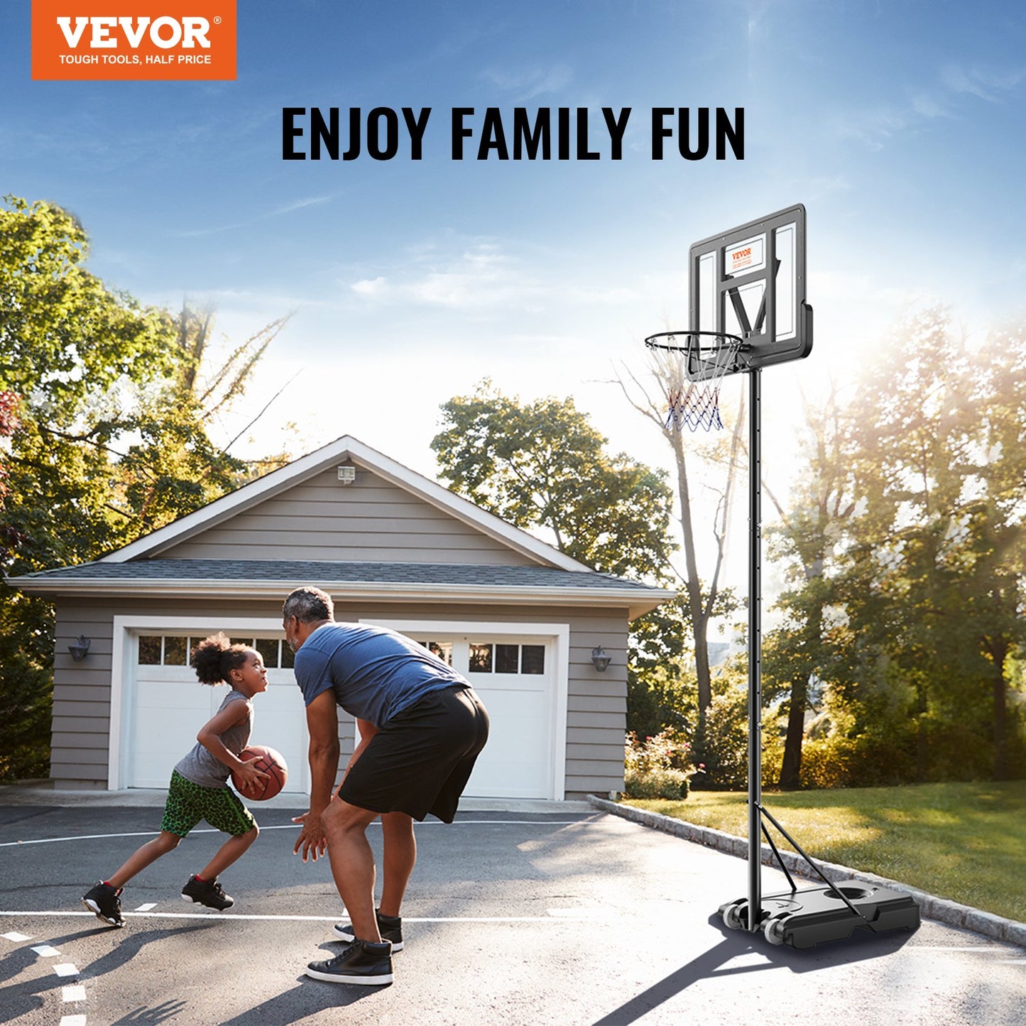 Basketballkorb, 4–10 Fuß höhenverstellbares tragbares Backboard-System, 44 Zoll Basketballkorb und Tor, Basketball-Set für Kinder und Erwachsene mit Rädern, Ständer und befüllbarer Basis, für draußen/drinnen