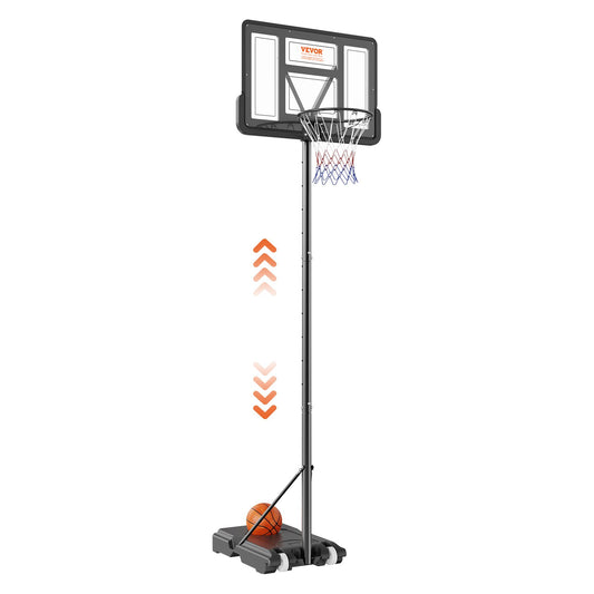 Basketbåge, 4-10 fot justerbar höjd bärbart ryggbrädesystem, 44 tums basketbåge och mål, barn och vuxna basketset med hjul, stativ och fyllbar bas, för utomhus/inomhus