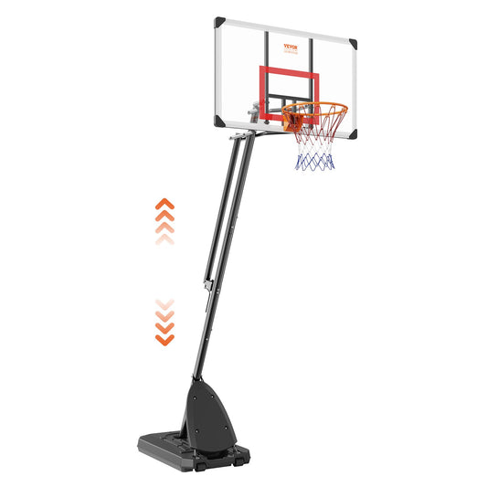 Basketbåge, 7,6-10 fot justerbar höjd bärbart ryggbrädesystem, 50 tums basketbåge och mål, barn och vuxna basketset med hjul, stativ och fyllbar bas, för utomhus/inomhus