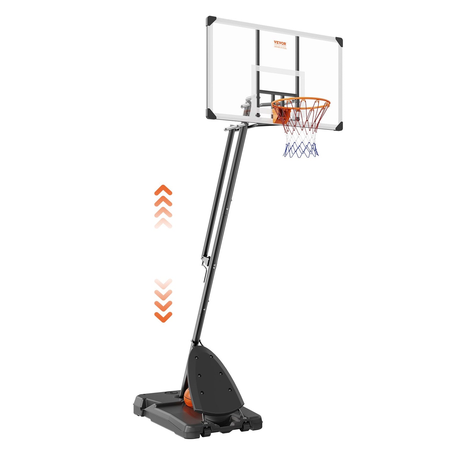 Basketbåge, 7,6-10 fot justerbar höjd bärbart ryggbrädesystem, 54 tums basketbåge och mål, barn och vuxna Basketset med hjul, stativ och fyllbar bas, för utomhus/inomhus